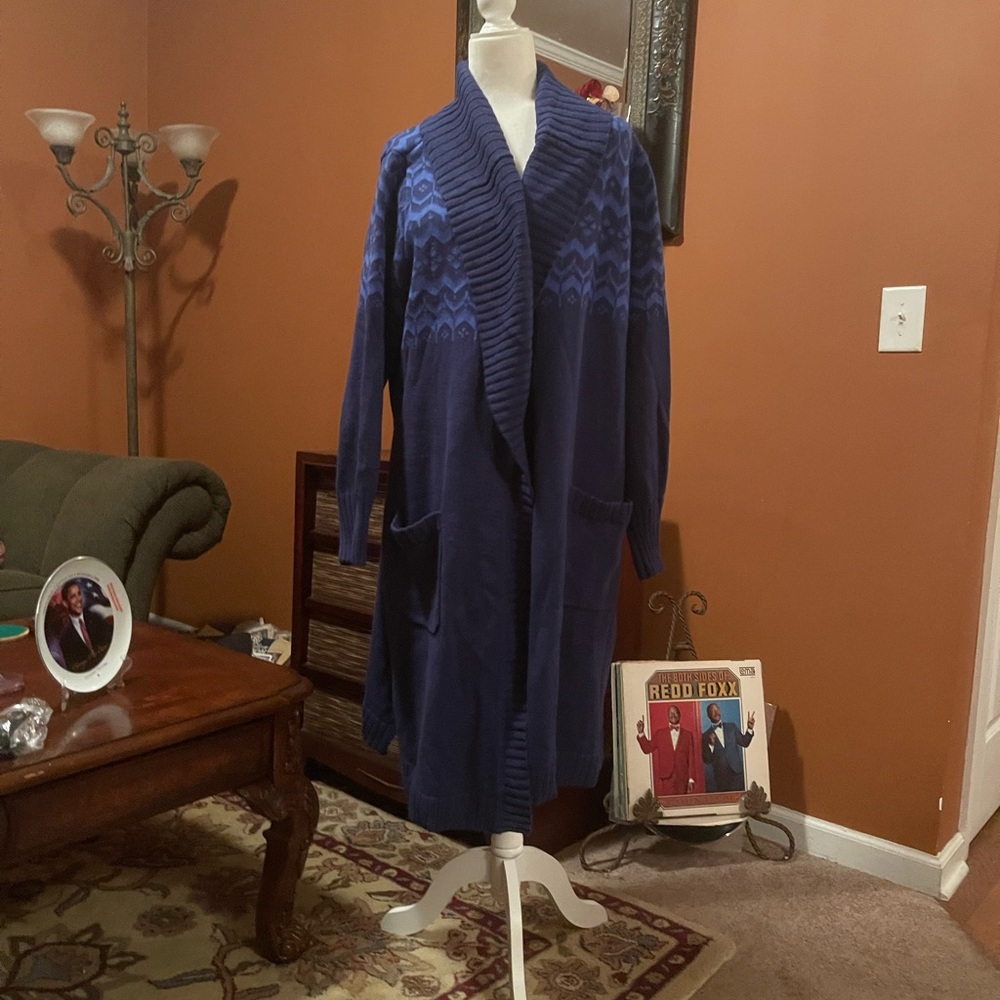 ISAAC MIZRAHI LIVE Shawl Collar Duster Sweater